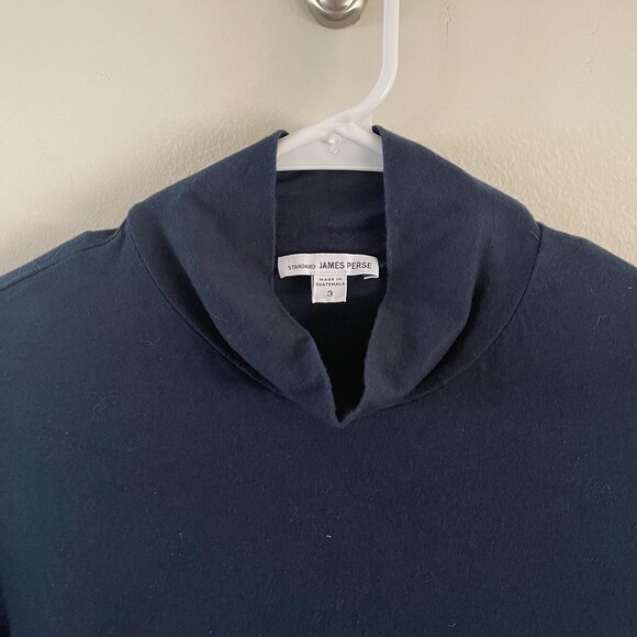 James Perse Midi Dress Women Sz 3 Large Black Long Sleeve Turtleneck Minimalist - Picture 5 of 9